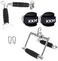 Cable Machine Attachments Set with V-Shaped Bar, Straight Rotating Bar, Double D Handle, Snap Hooks, Ankle Strap D495283