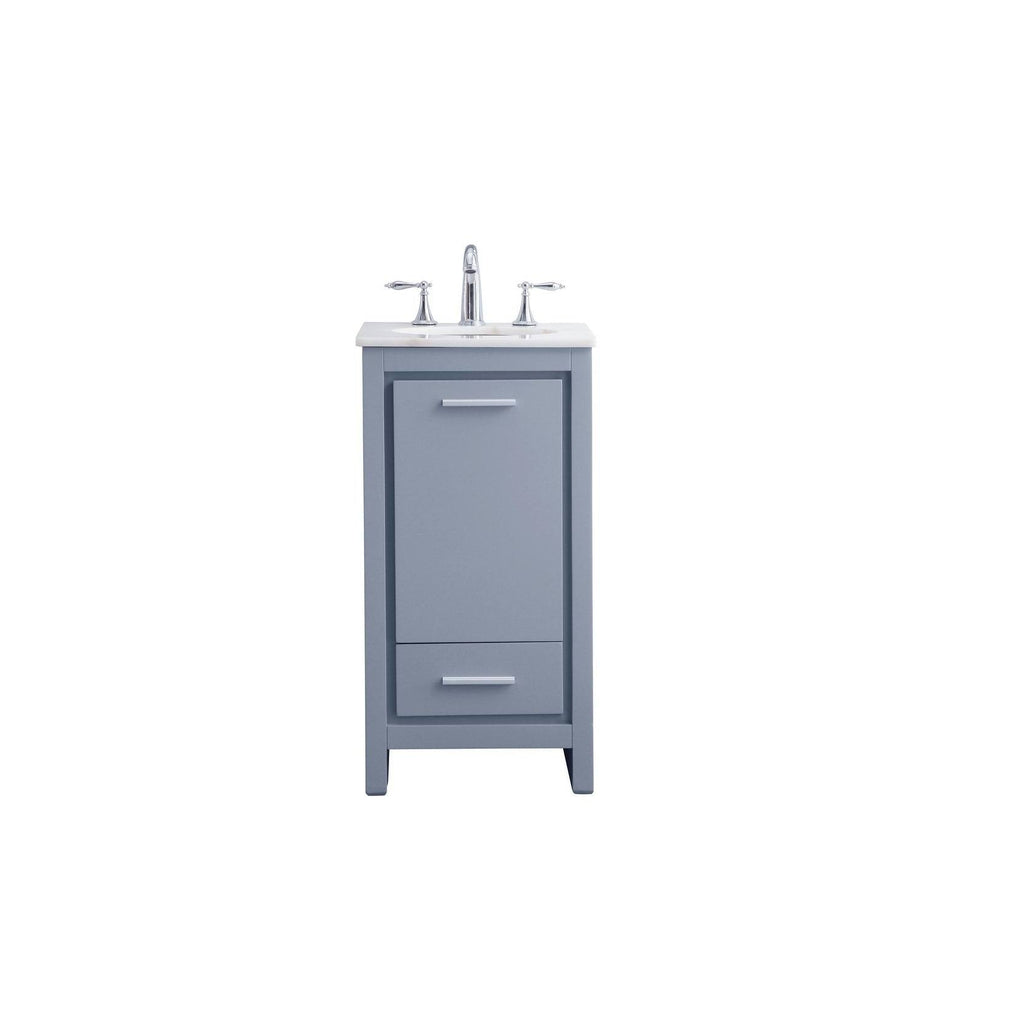 White 18 inch Bathroom Vanity Cabinet Set with Marble Top I710