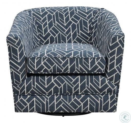 Navy Swivel Accent Chair with Curved Back E692679