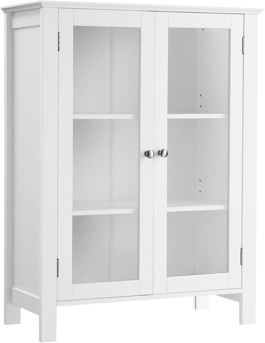 Storage Cabinet with 2 Adjustable Shelves, Transparent Glass Doors, Matte White K67432