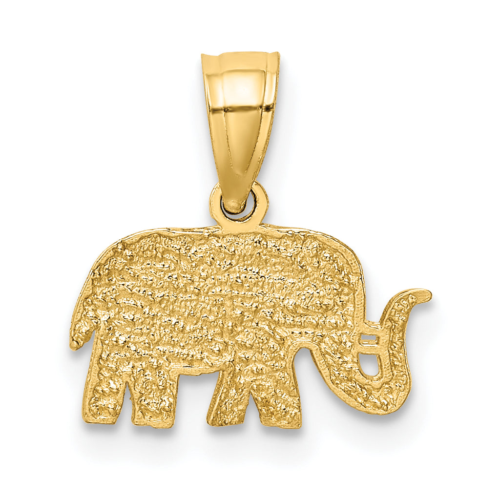 10K Yellow Gold Elephant Pendant Charm with Rope Chain Necklace 20'' M331086