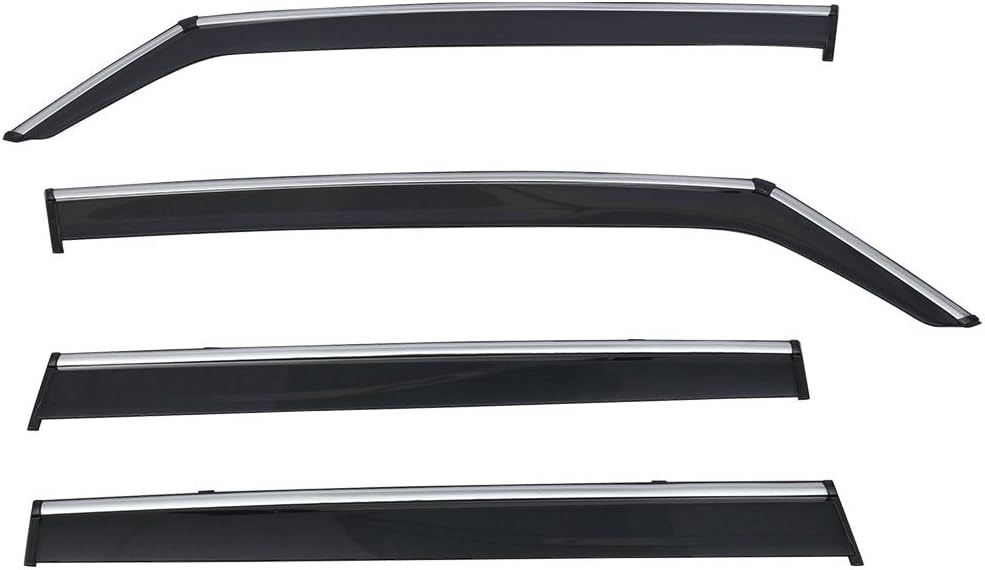 Chrome Trim Polycarbonate Window Visor Rain Guard, Pack of 2 F446848