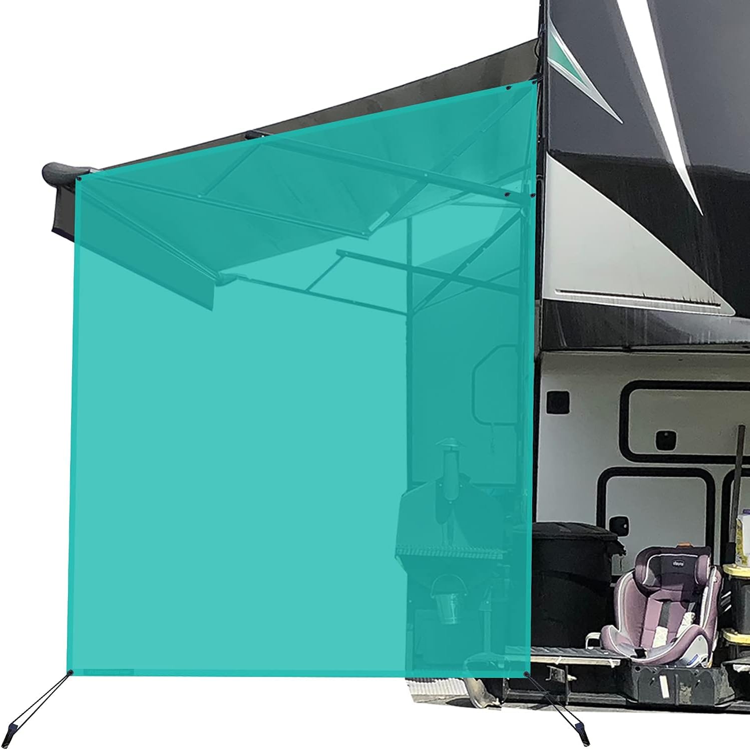 RV Awning Side Sun Shade Screen 9'X7' Black Mesh B3577