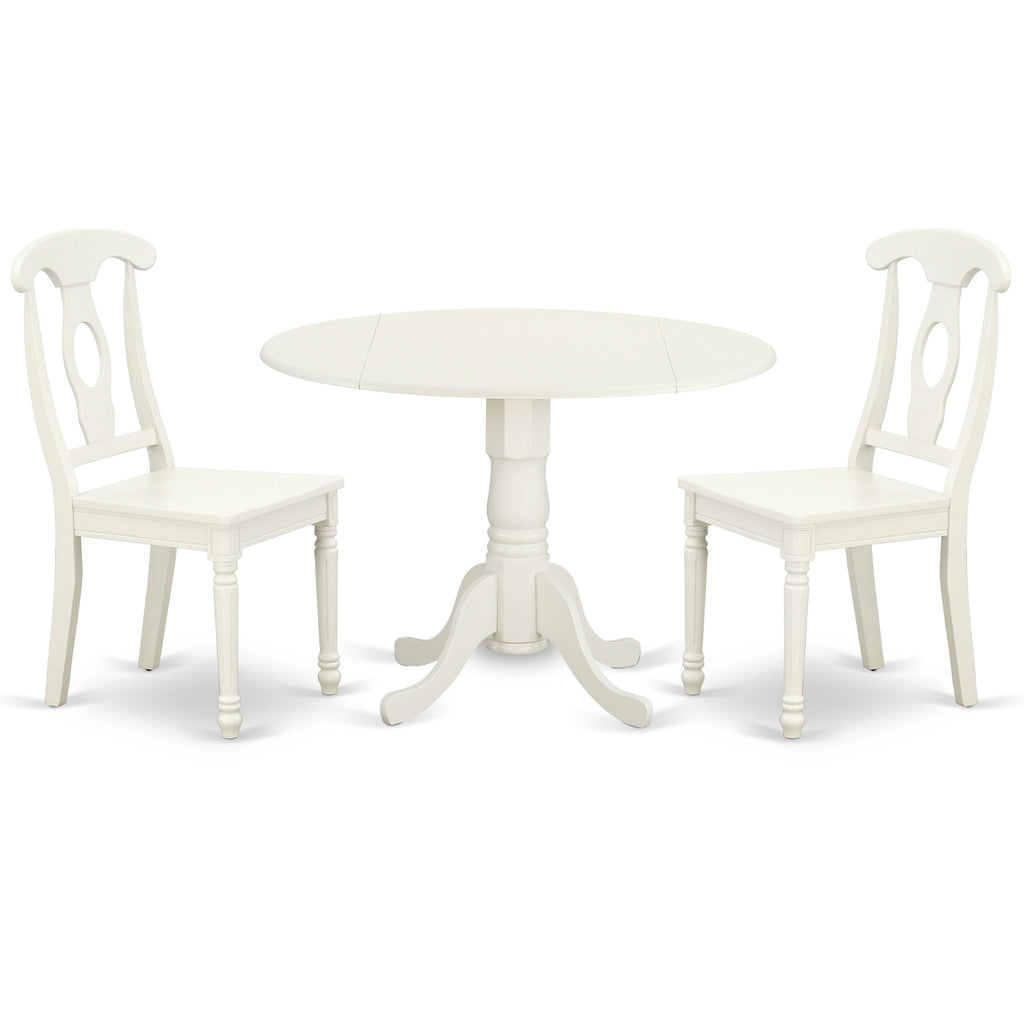 3PC Round Table with Two 9-Inch Drop Leaves and 2 Panel Back Chairs Y572