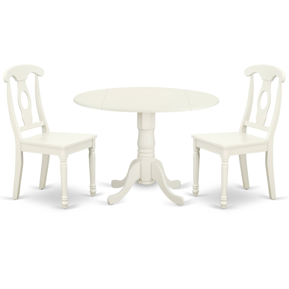 3PC Round Table with Two 9-Inch Drop Leaves and 2 Panel Back Chairs Y572