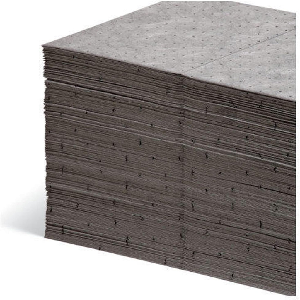 100 Piece Universal Absorbent Mat Pads, 20" x 15", Gray, Pack of 2 W870367