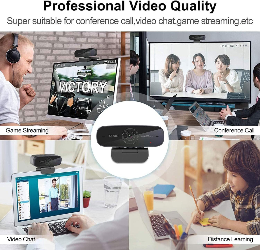 1080P 60fps Webcam with Dual Microphone, AutoFocus, USB Computer Camera Pack of 2 Z177486