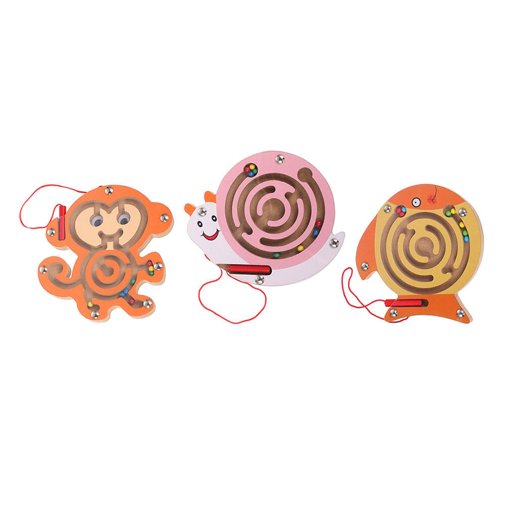 3 Pcs Wooden Rolling Bead Maze Puzzling Toys W62737