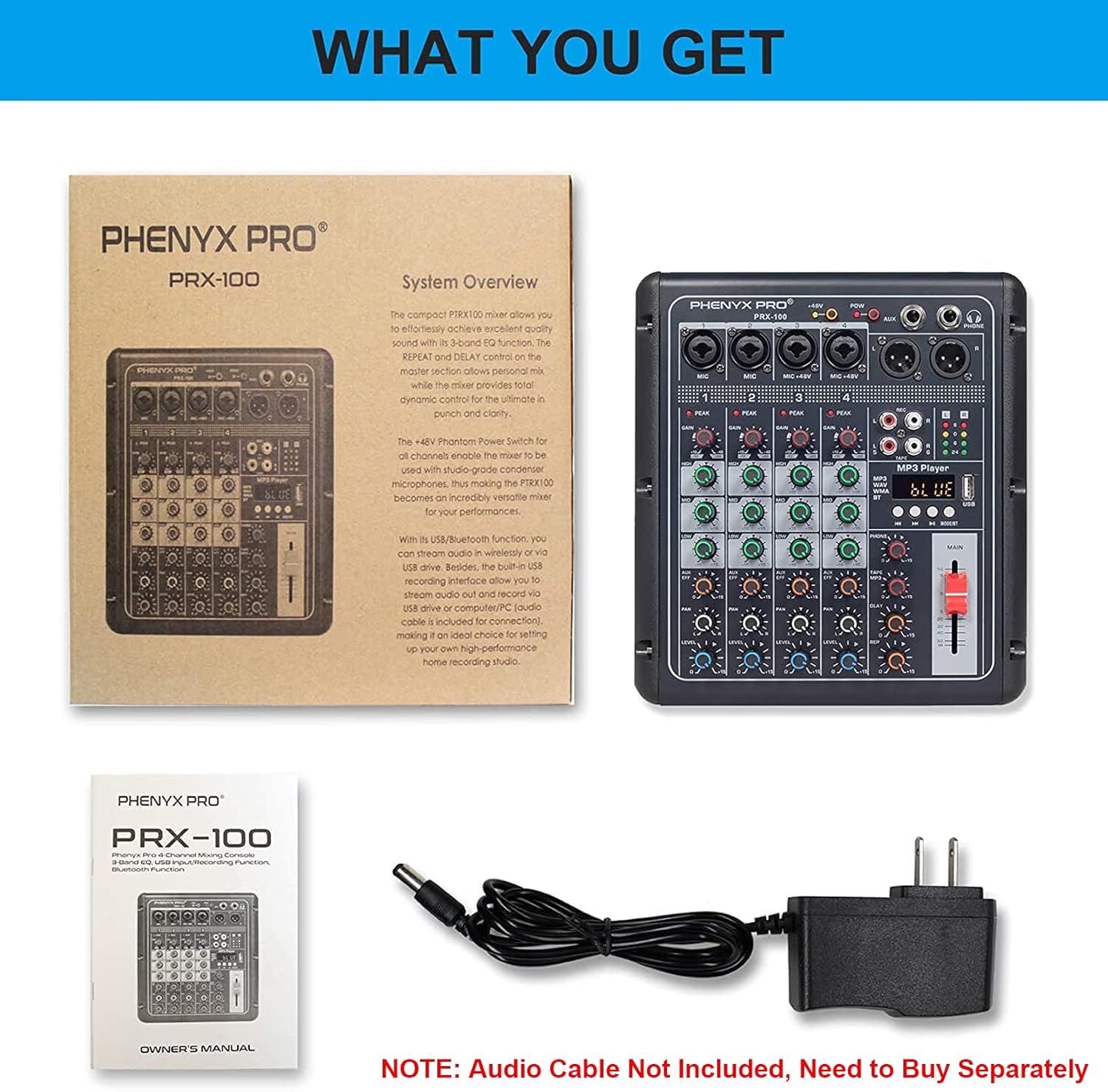 Compact 4-Channel Audio Mixer with USB Recording Interface U35441