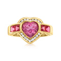 Pink Topaz and Diamond Heart Ring in 18kt Gold Over Sterling X506354