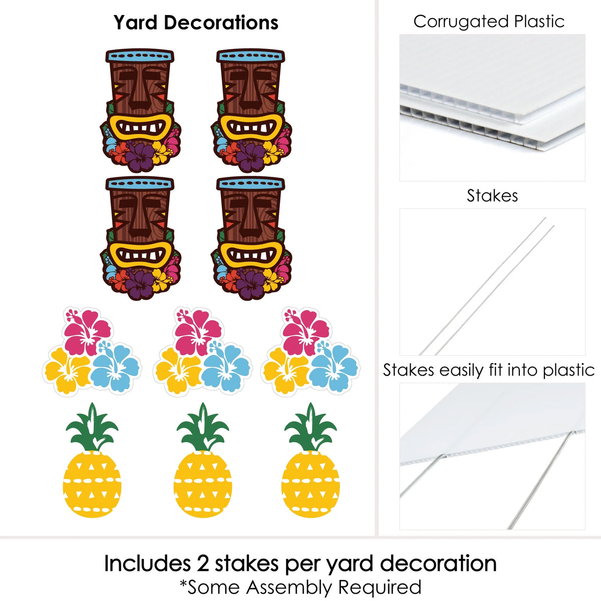Tiki Luau Lawn Decorations - 10 Piece P91047