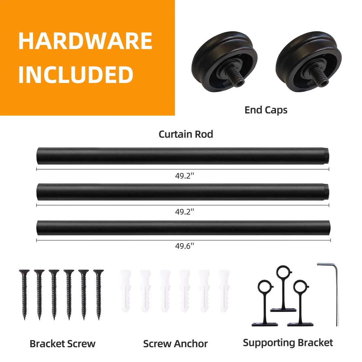 Black Adjustable Industrial Curtain Rod P1321