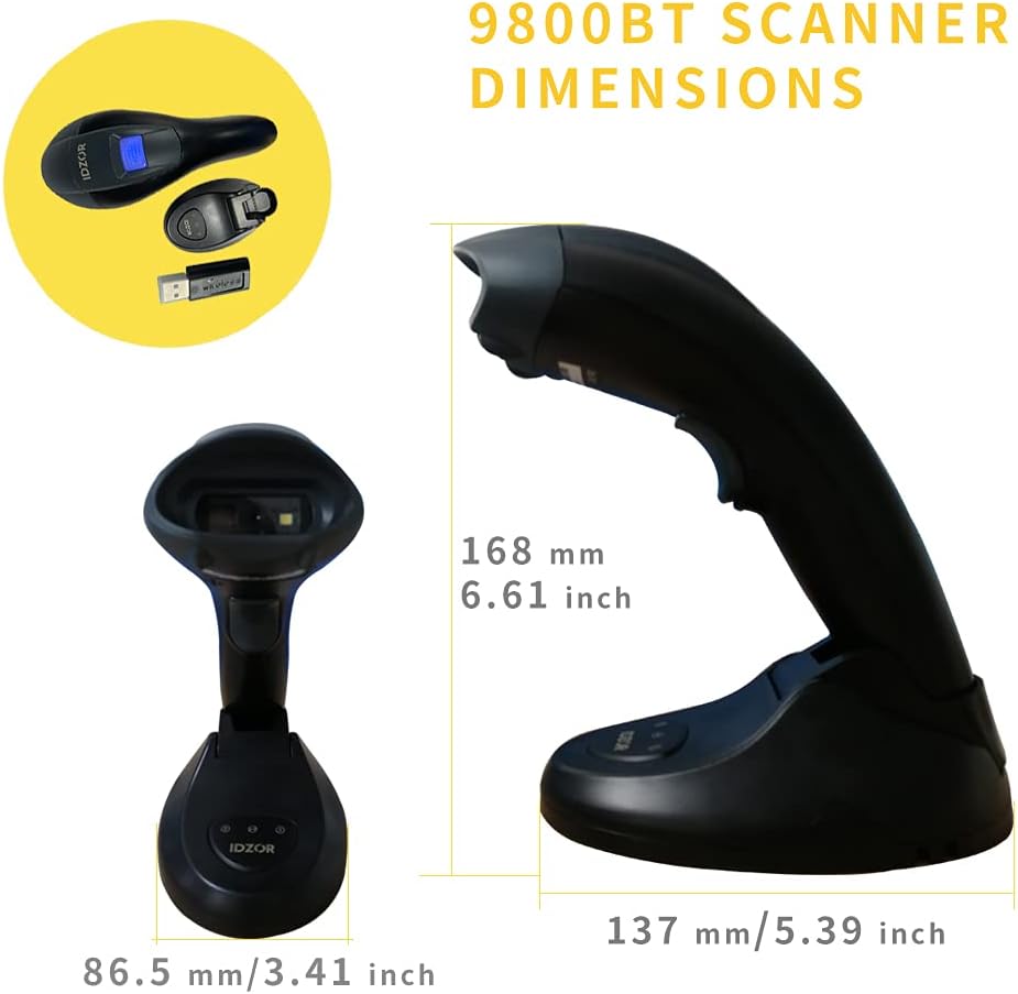Wireless Bluetooth Barcode Scanner with USB Receiver H45271