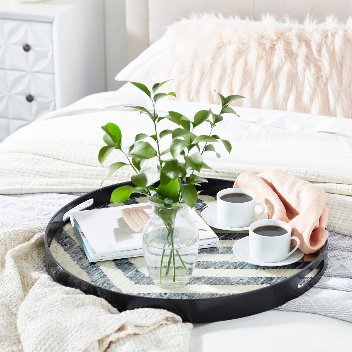 Set of 3 Round Capiz Shell Serving Trays P300