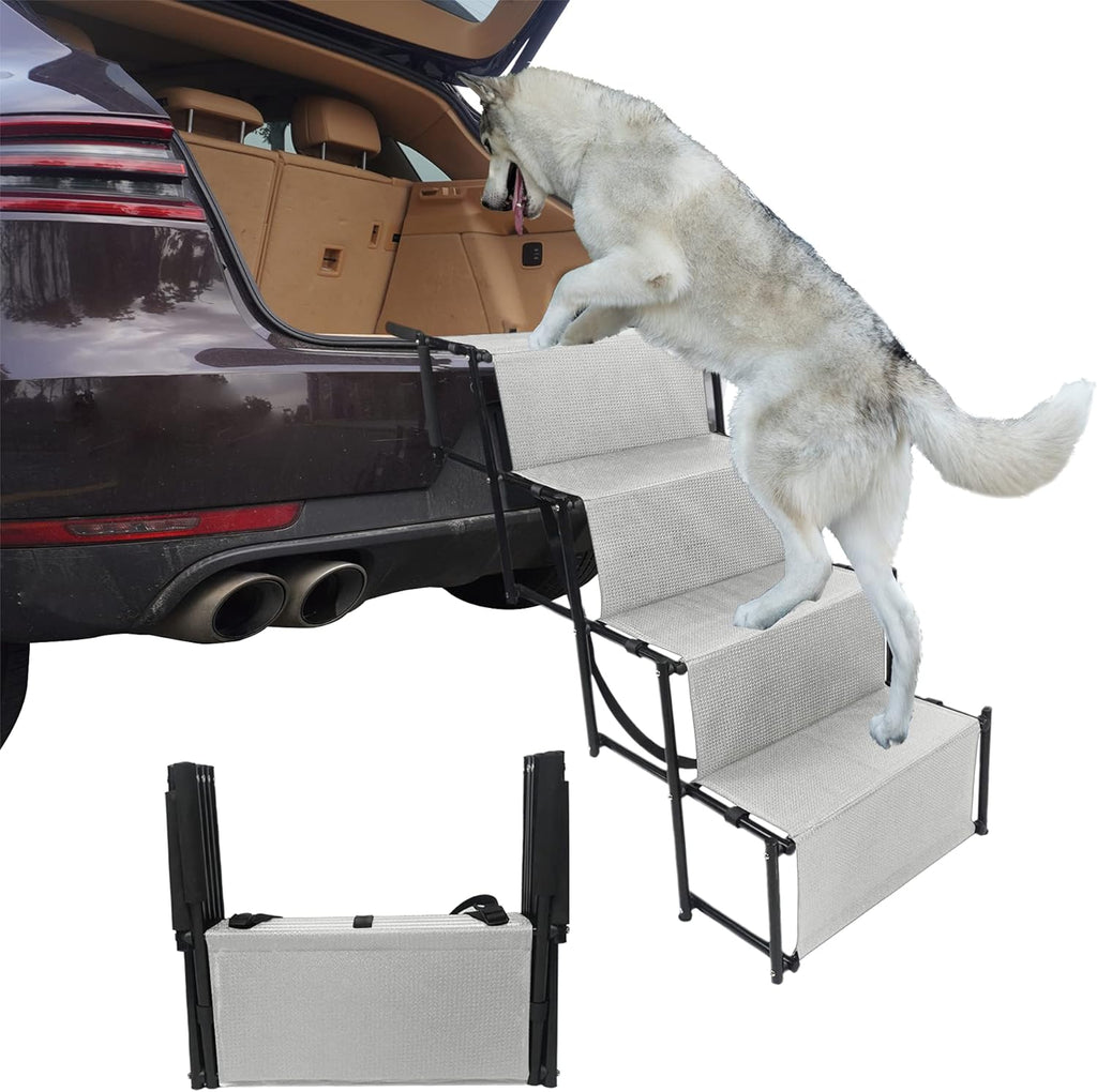 Grey Folding Pet Stairs Ramp with Waterproof Surface C52016