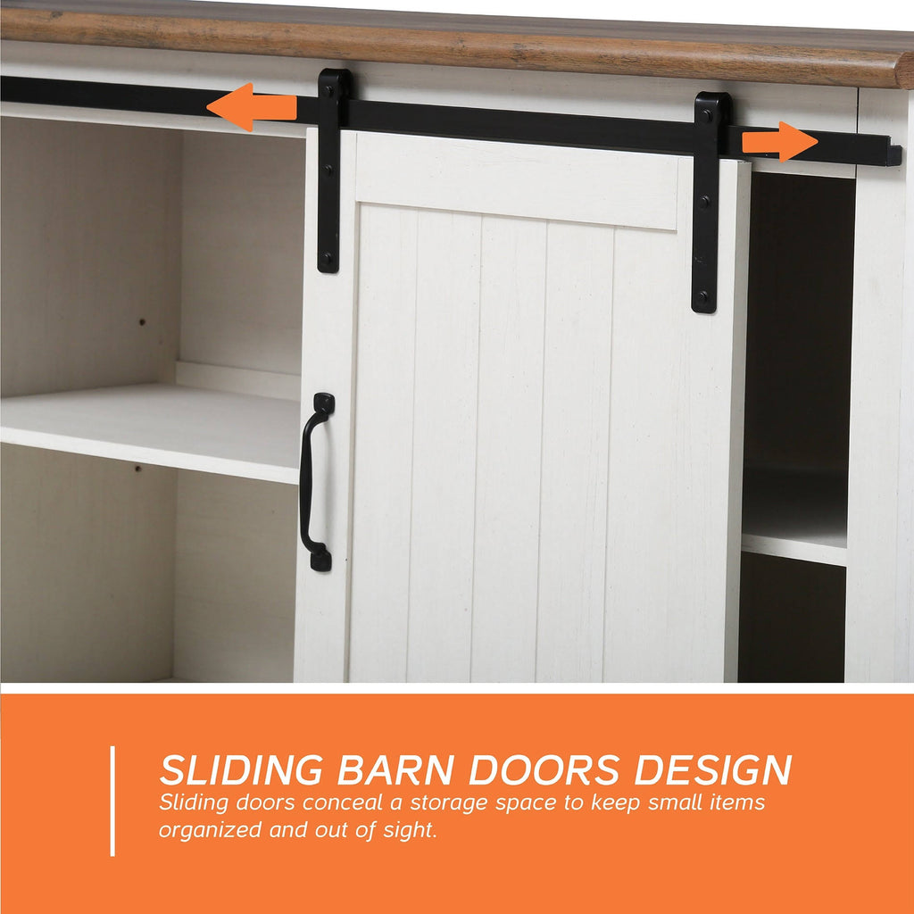 Oak Sliding Barn Door TV Stand Storage Cabinet L9271