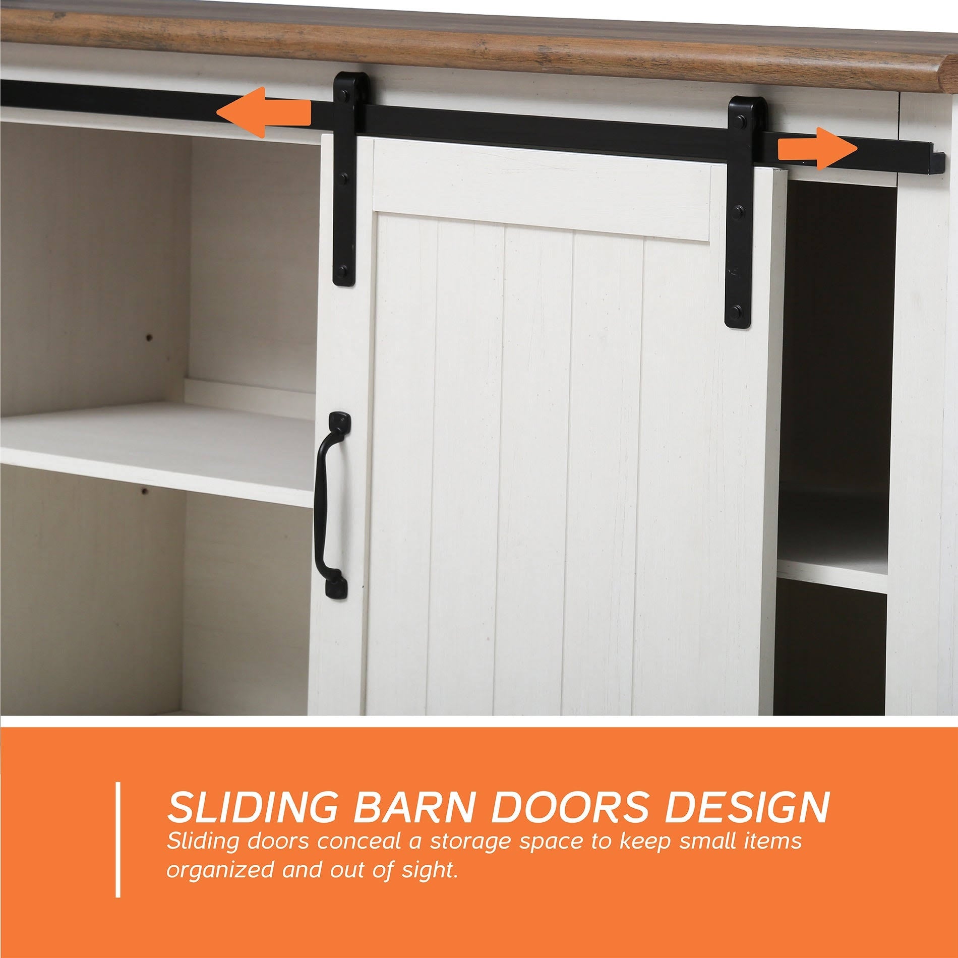 Oak Sliding Barn Door TV Stand Storage Cabinet L9271
