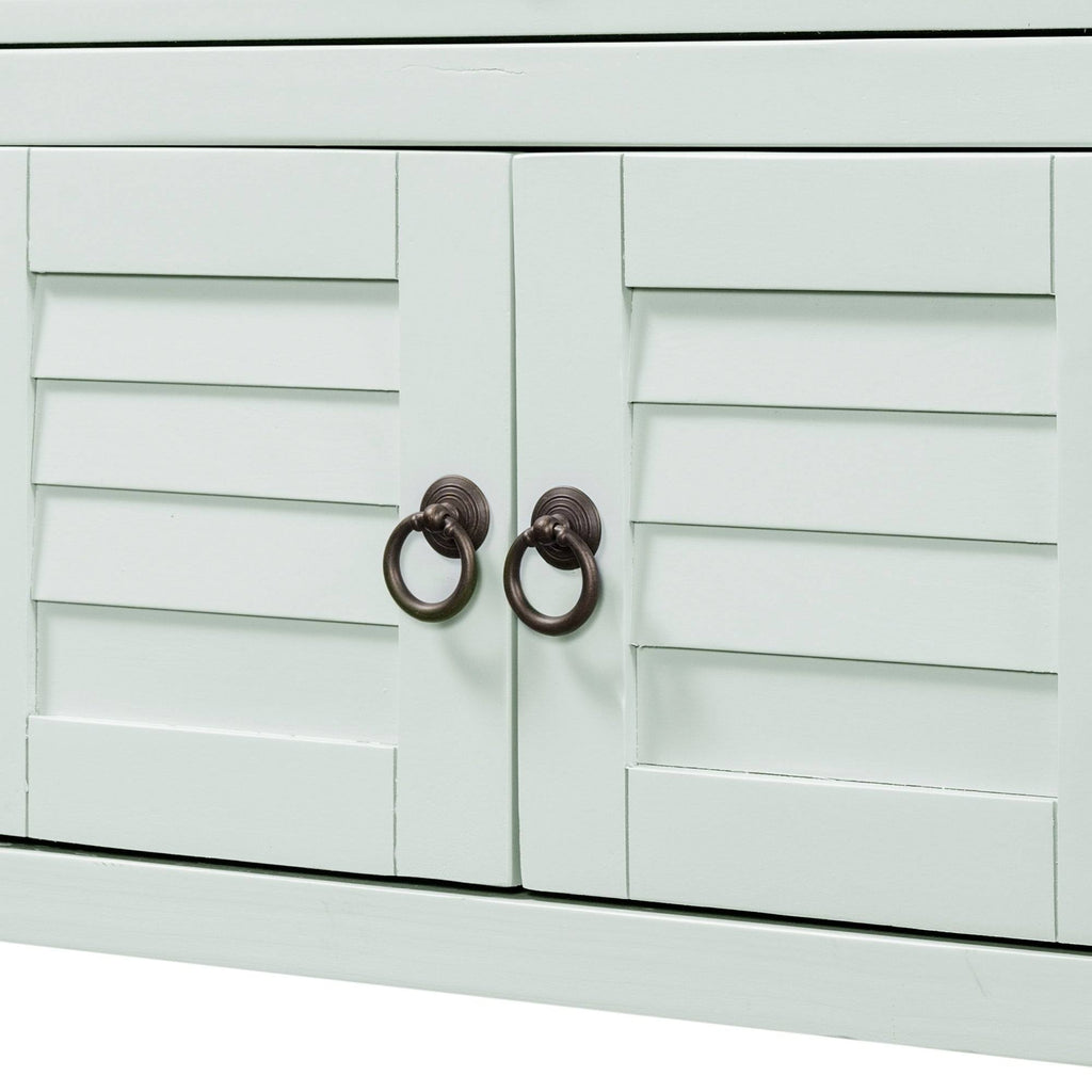 Light Blue Pine Console Table with 7 Drawers and 1 Cabinet and 1 Shelf Y484