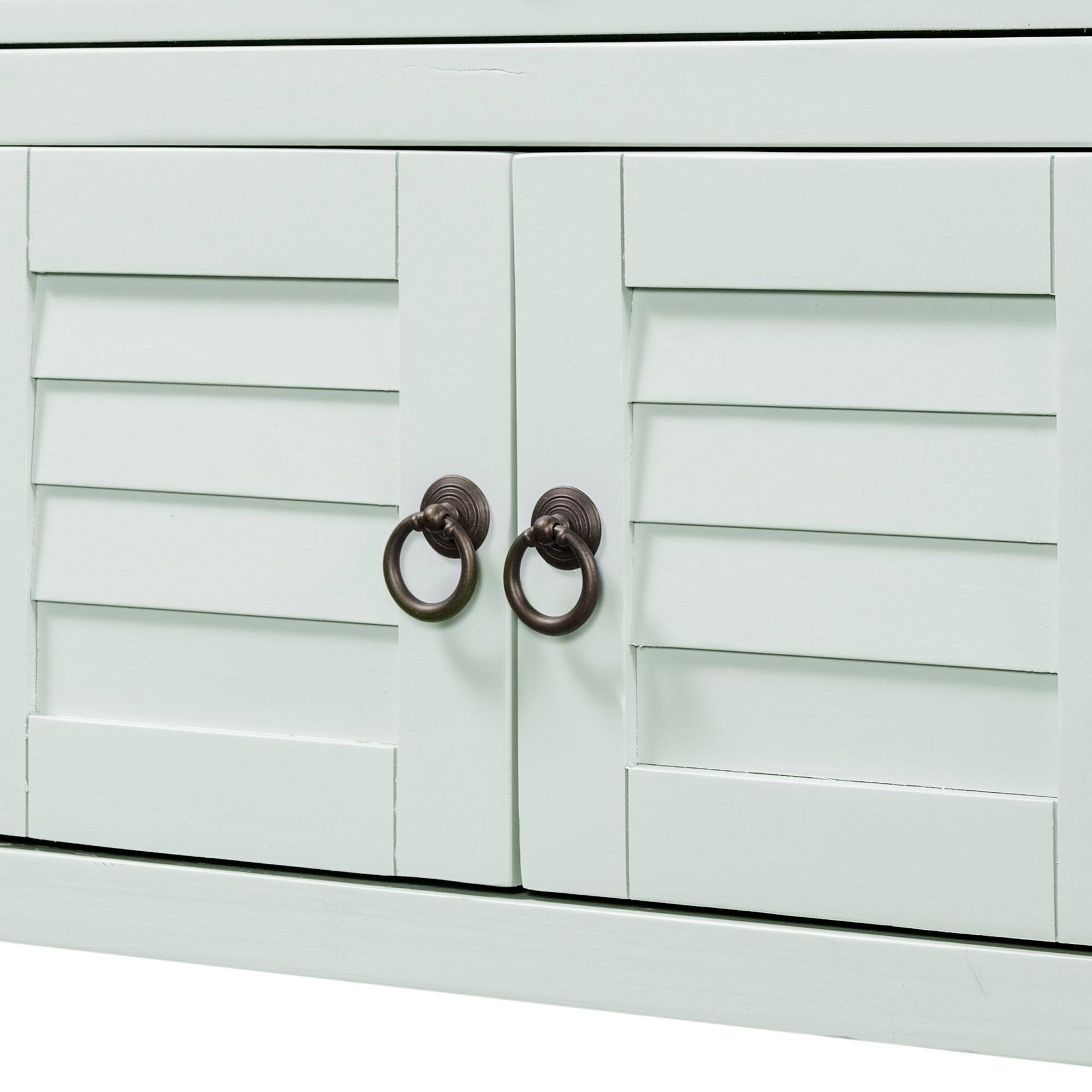 Light Blue Pine Console Table with 7 Drawers and 1 Cabinet and 1 Shelf Y484