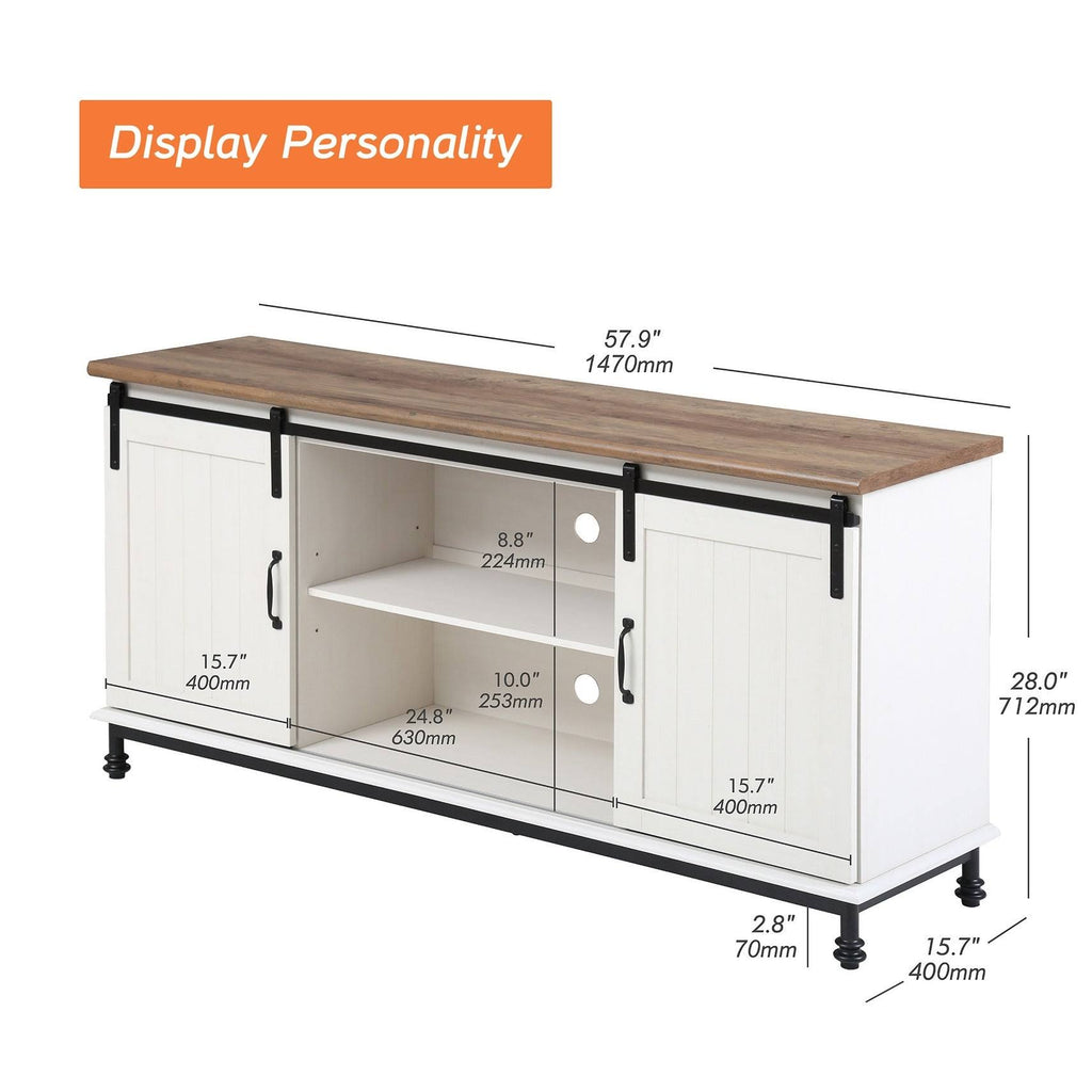 Oak Sliding Barn Door TV Stand Storage Cabinet L9271
