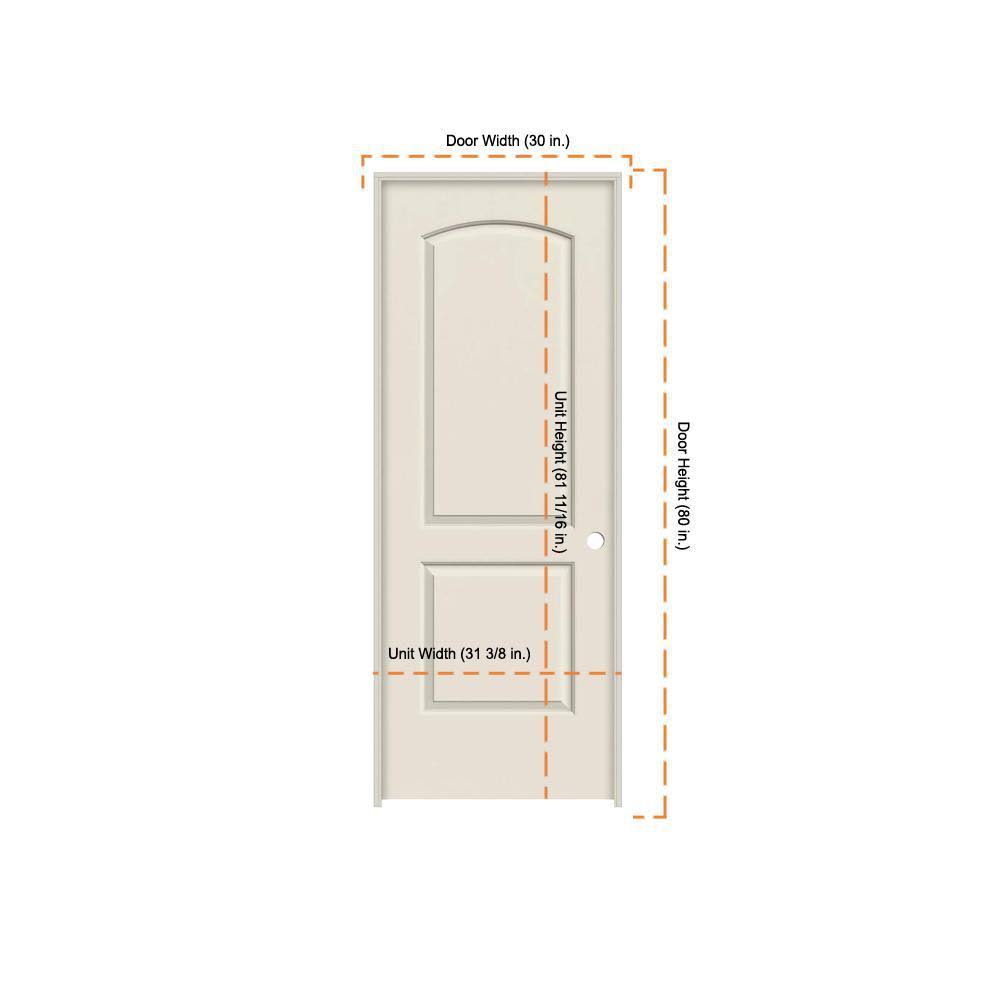 30 in. x 80 in. Primed Left-Hand Smooth Solid Core Molded Composite MDF Single Prehung Interior Door E13622