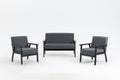 Espresso Dark Gray Linen Fabric Loveseat and 2 Chair Set R794792