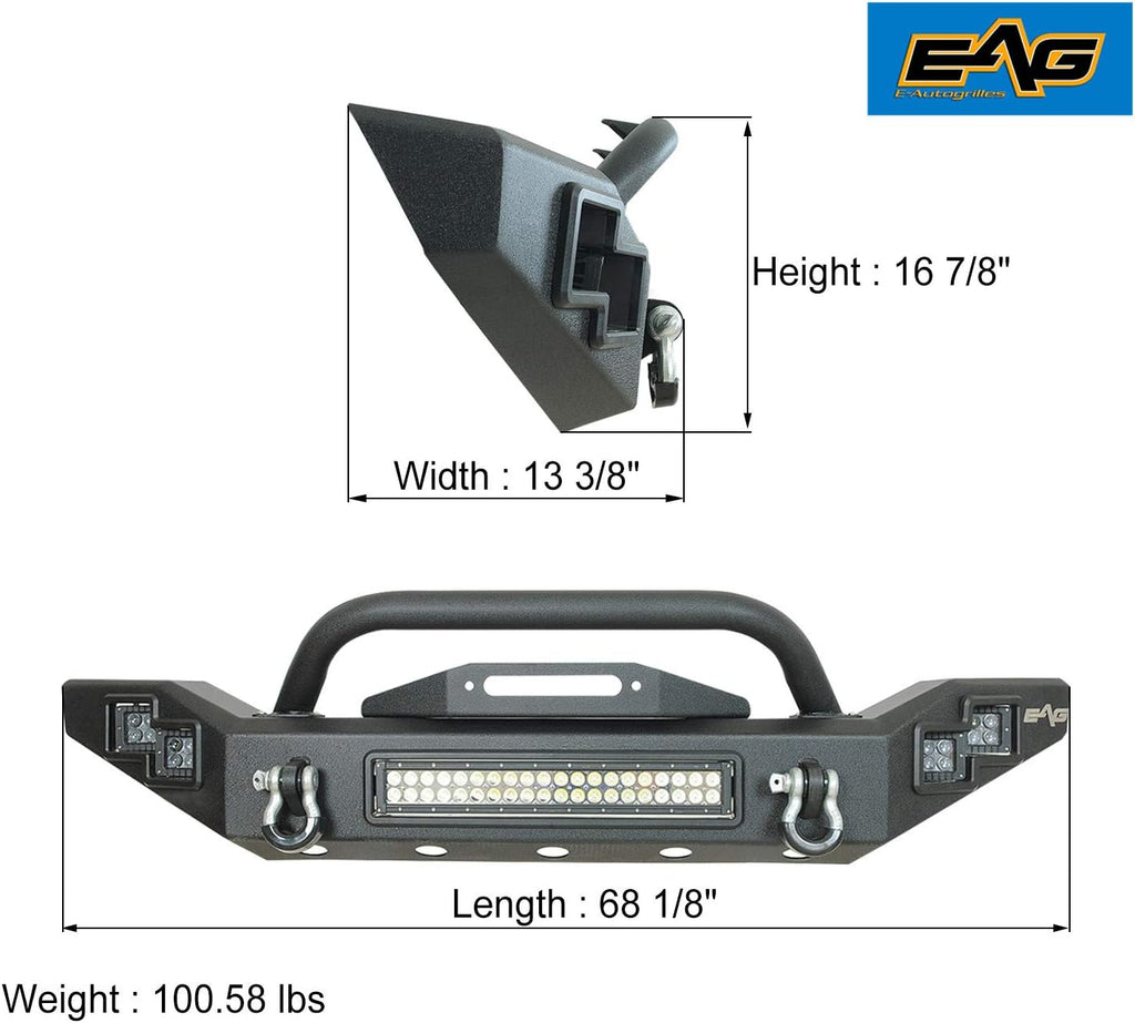LED Front Bumper with Winch Mount Plate for Gladiator JT T50218