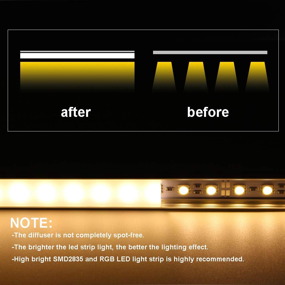20Pack LED Aluminum Channel with Cover and Mounting Accessories J327