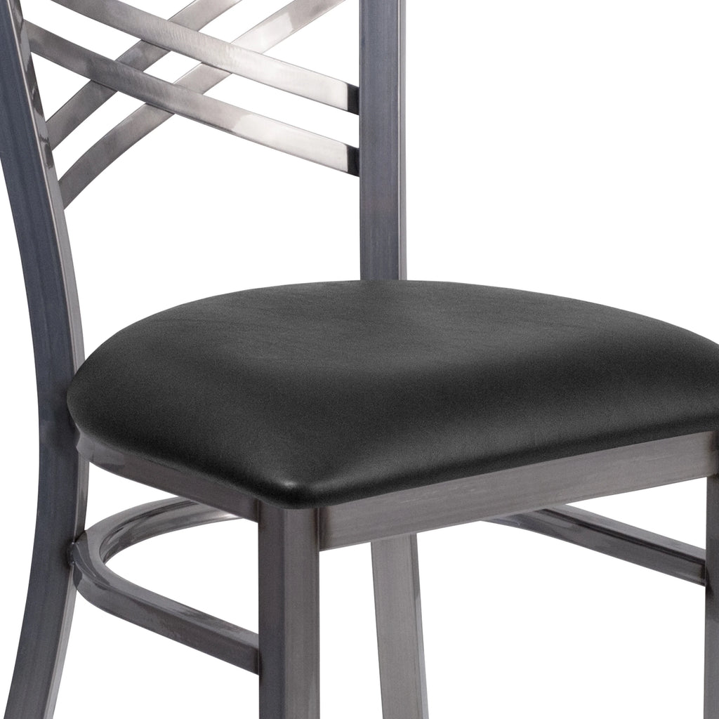 Black Vinyl Seat Metal Restaurant Chair A36643