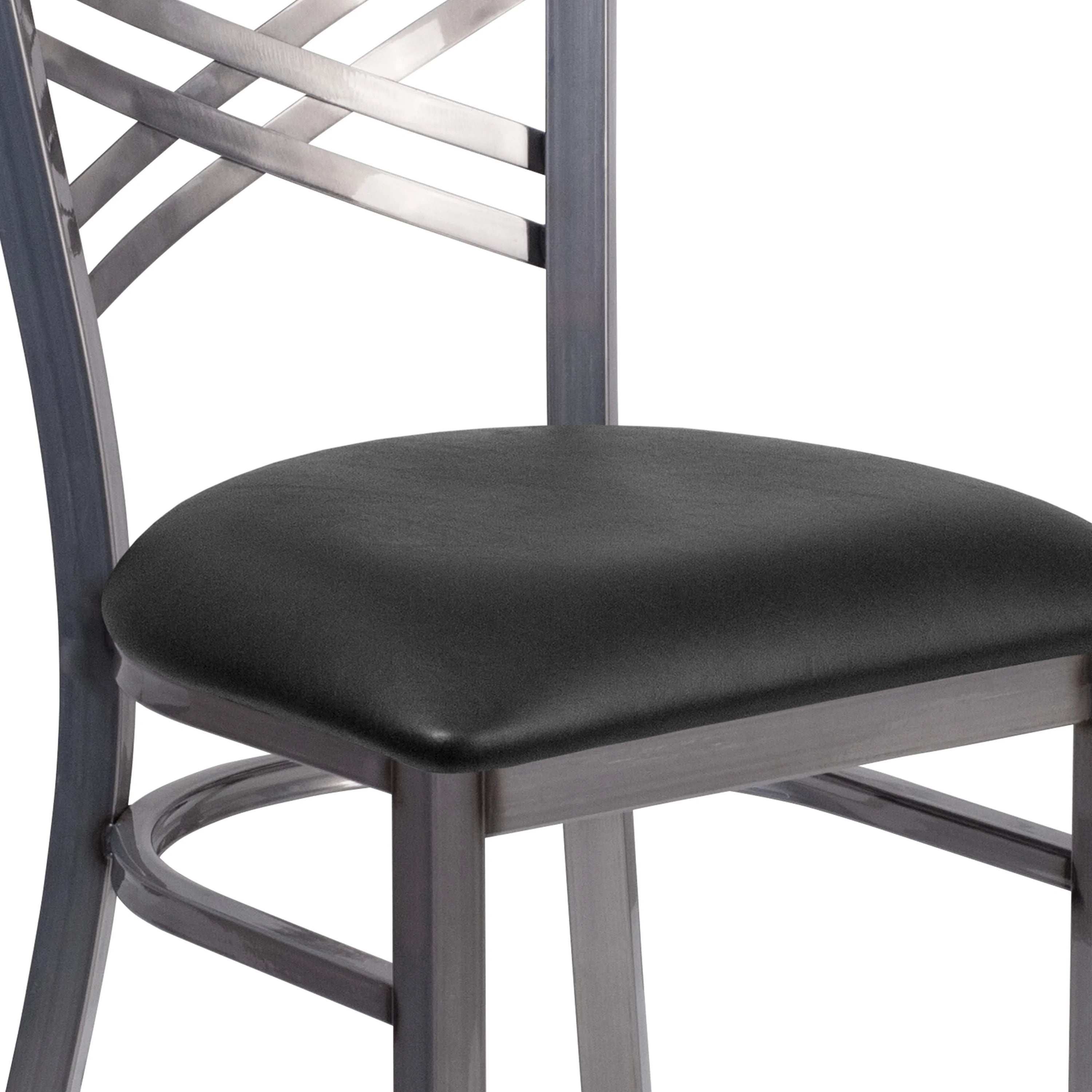 Black Vinyl Seat Metal Restaurant Chair A36643