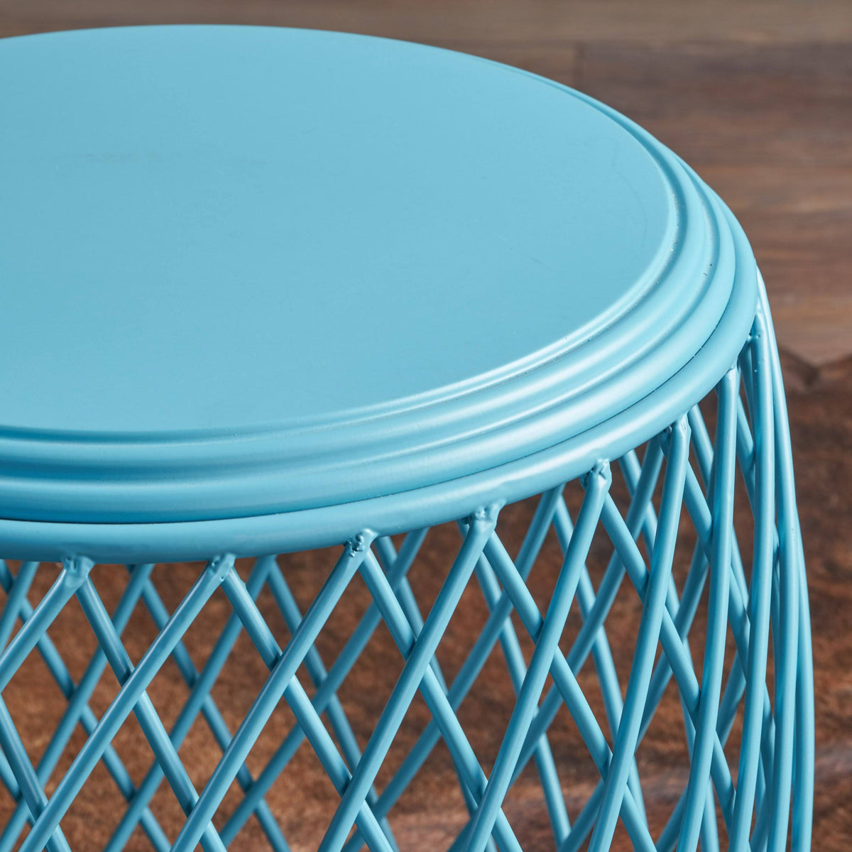 Matte Yellow Lattice Iron Side Table E929020