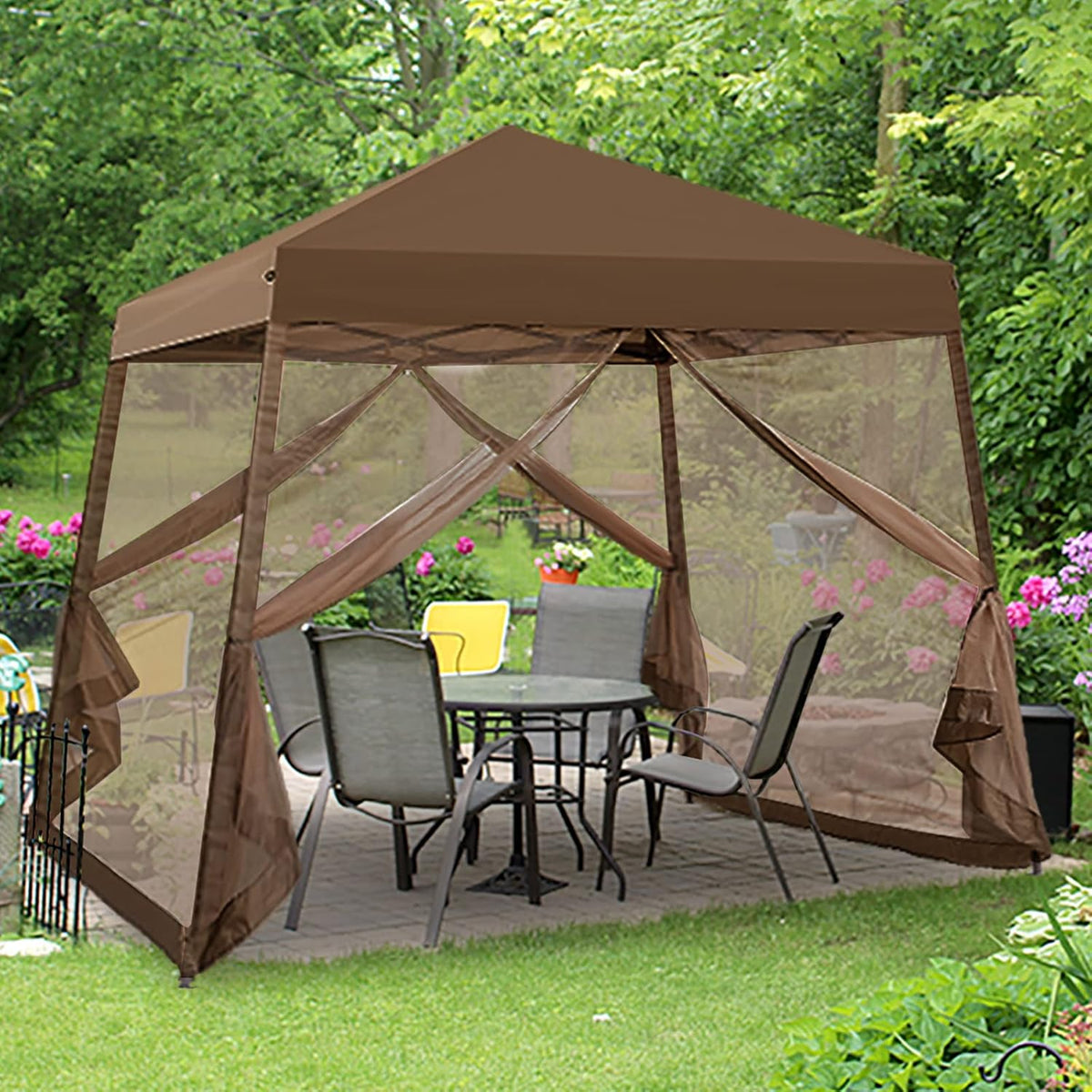 10' x 10' Pop Up Canopy Tent with Mosquito Netting D96794
