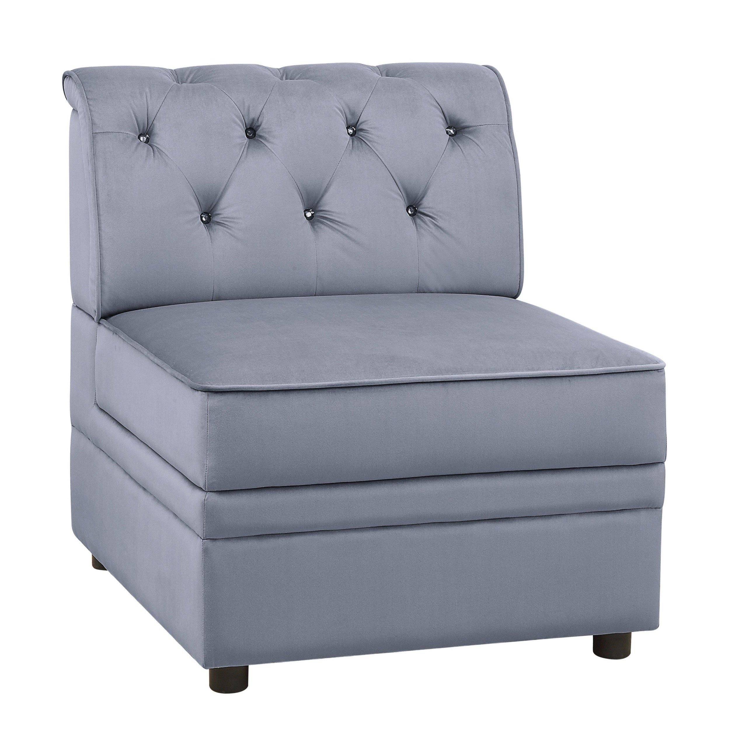 Gray Velvet Armless Chair T317897