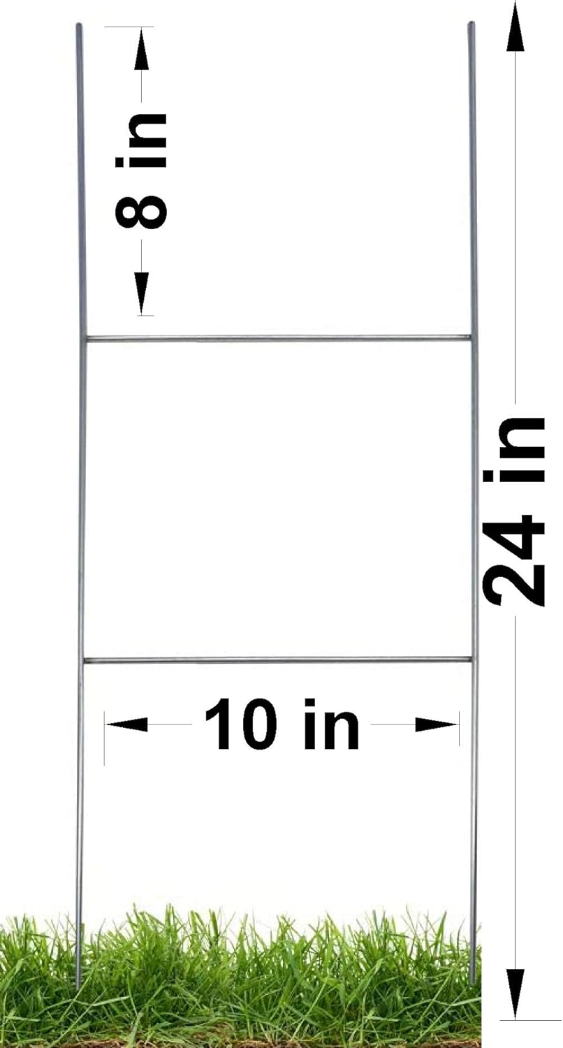 Yellow Signs 18''x24'' x 4 MM & 20 Stake Double H 10''x30'' x 9 Gauge Wire Stake Pack of 2 H87724