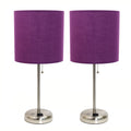 Stick Lamp with Outlet and Fabric Shade Two Pack Set Z1681