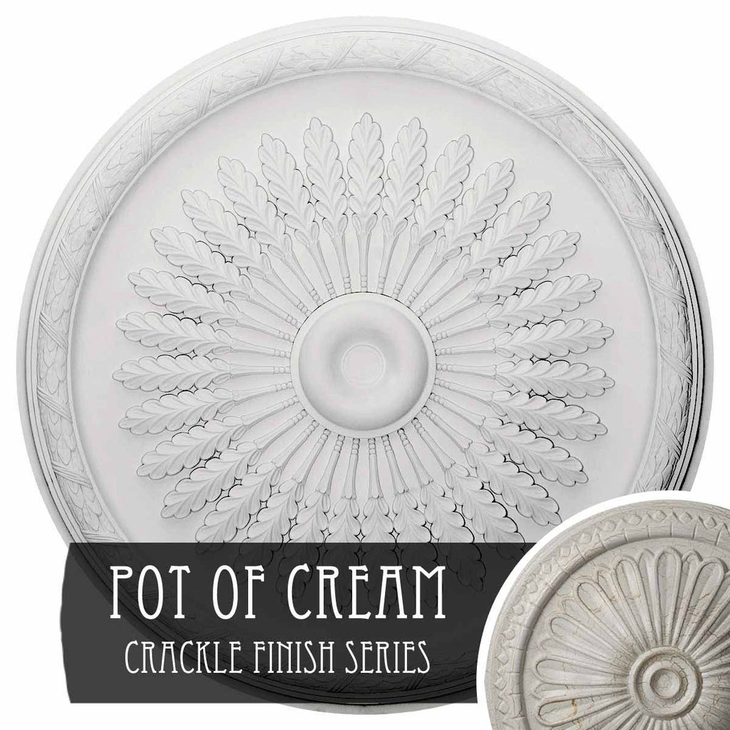 36x22OD x 1 1/2x22P Ceiling Medallion, Hand-Painted Pot of Cream Crackle E493858