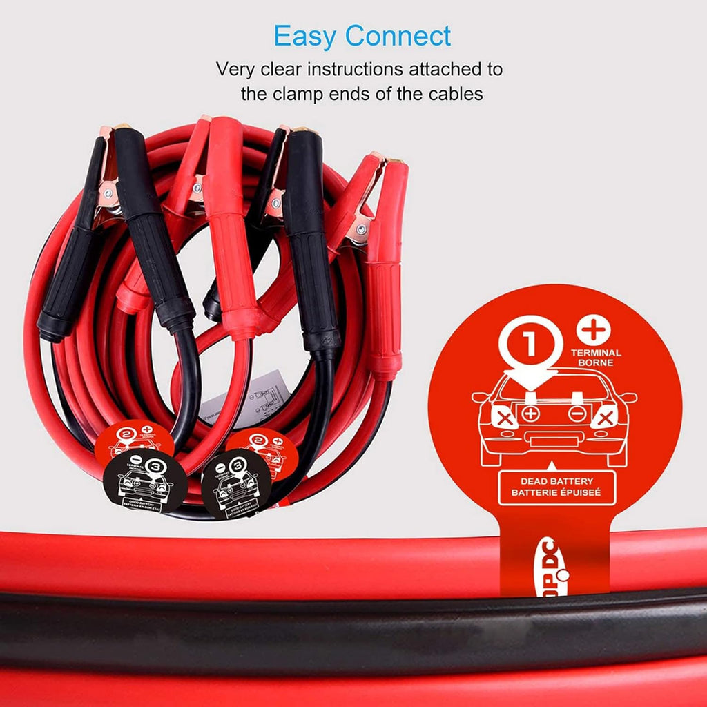 0 Gauge 20 Feet Heavy Duty Booster Cables with Carry Bag V9448