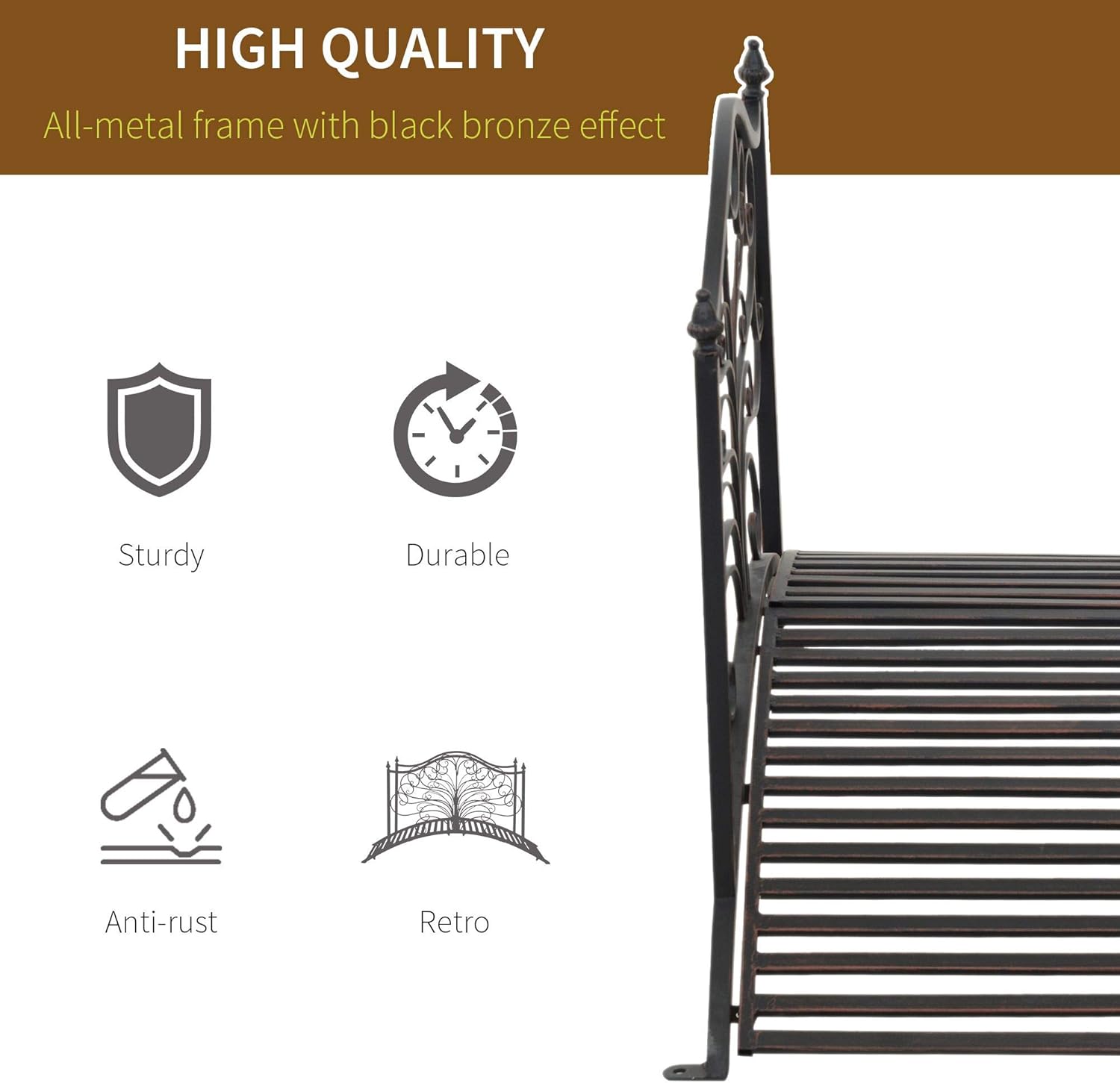 Black Bronze Metal Garden Bridge B186790