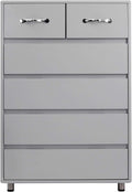 Three Drawers and Three Doors Storage Drawer File Cabinet Side Table Grey T785