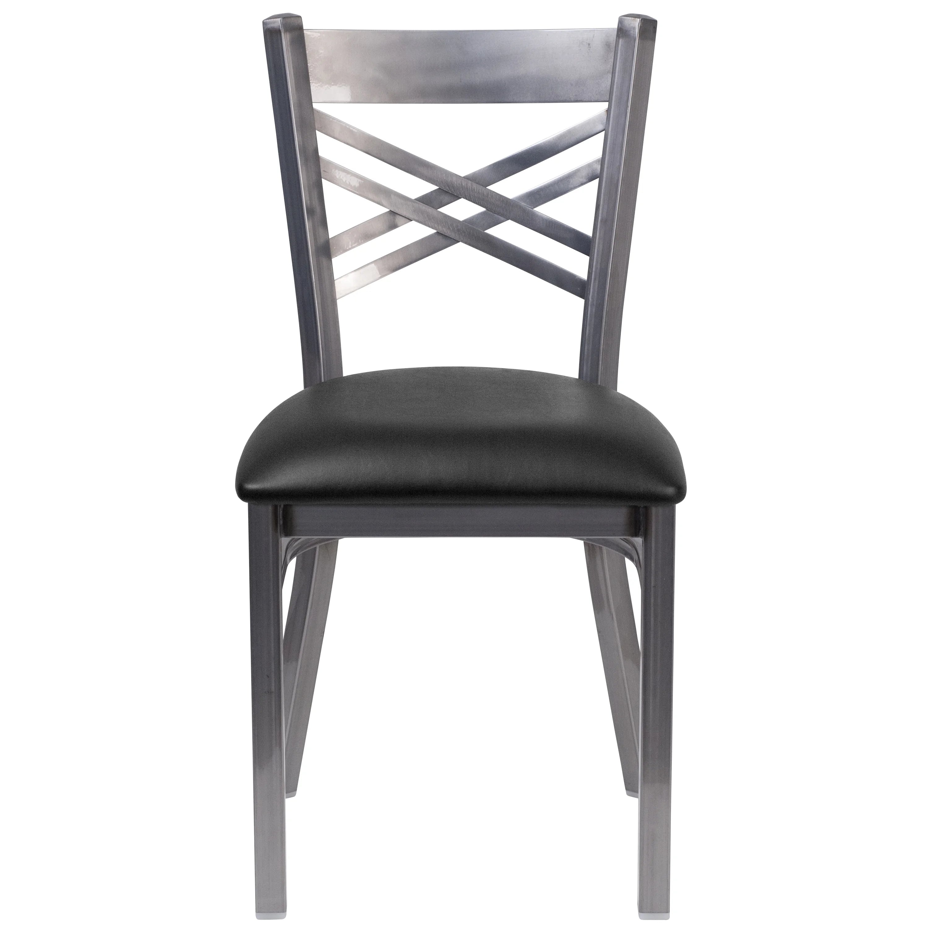 Black Vinyl Seat Metal Restaurant Chair A36643