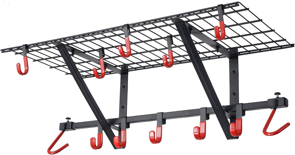 2-Pack Powder Coated Steel Garage Wall Shelving with Bike Hooks N66171