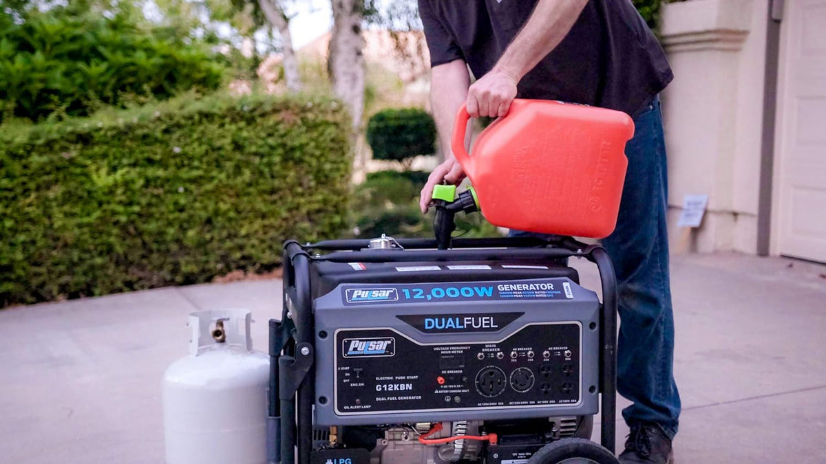 Heavy Duty Portable Dual Fuel Generator, 9500 Rated Watts & 12000 Peak Watts, Gas & LPG, Electric Start J289278