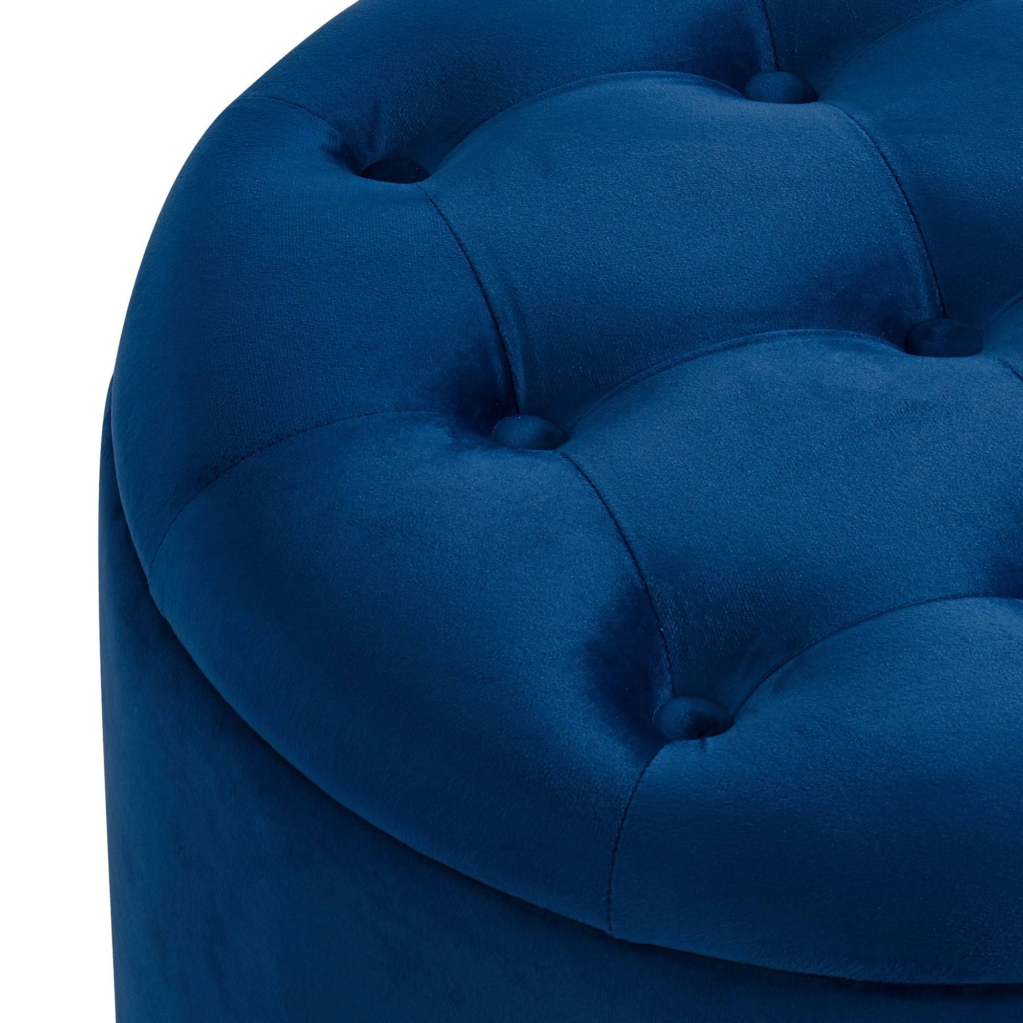 Blue Round Storage Ottoman P799