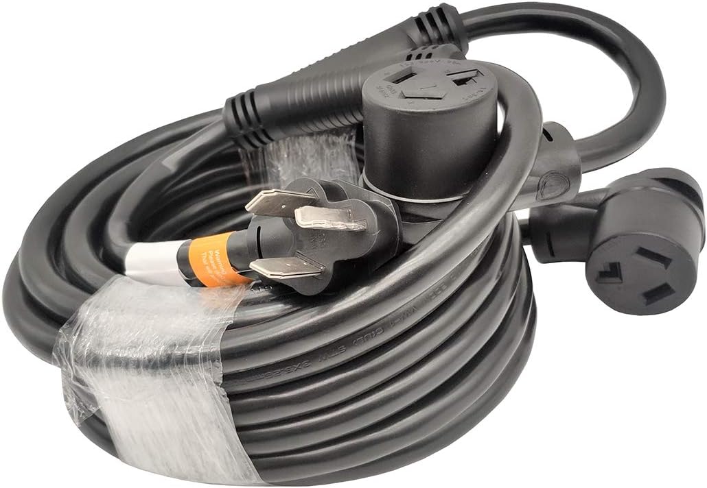 NEMA 10-30P Male Plug to (2) 10-30R Female Receptacle Dryer Y Adapter Cord (35 feet) F48893