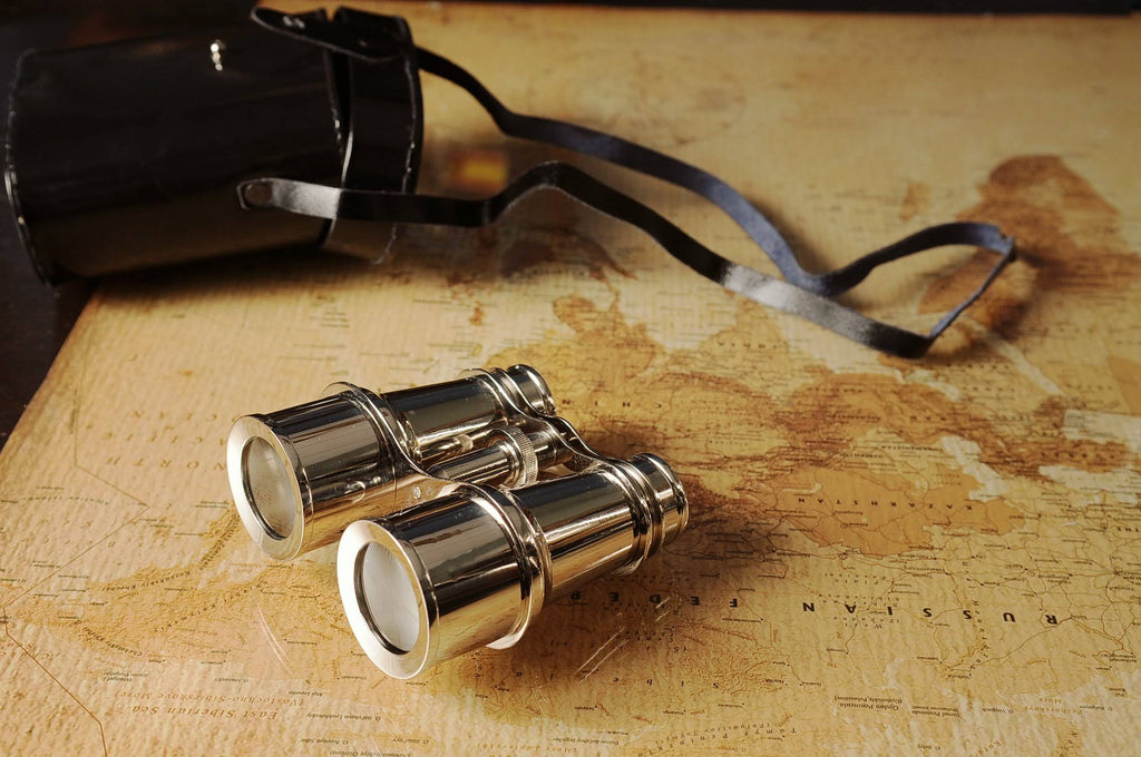 Brass Binocular with Leather Case Q650396
