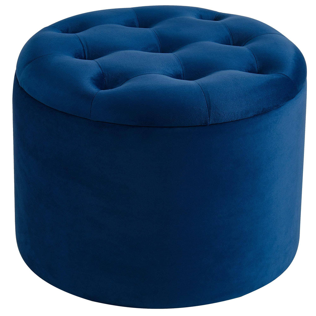 Blue Round Storage Ottoman P799