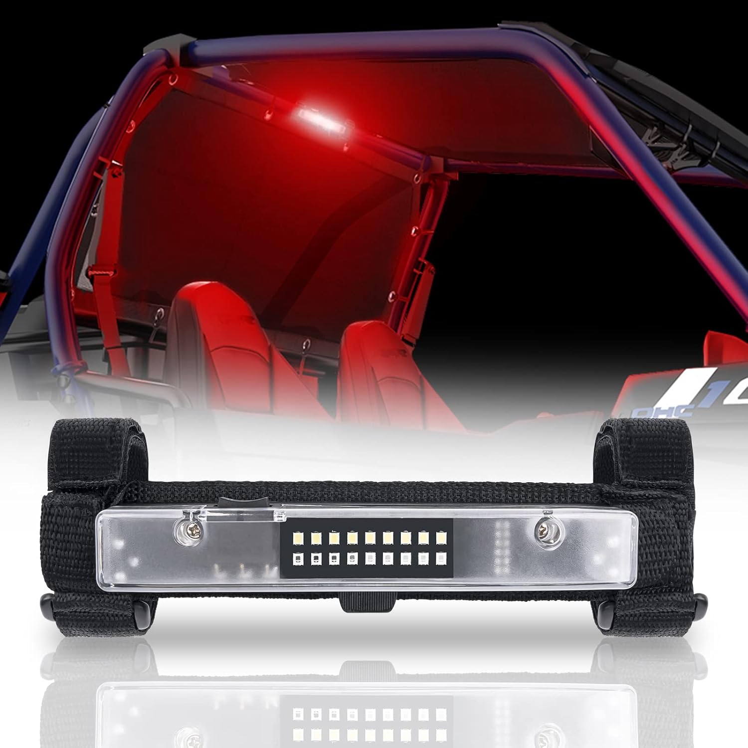 Black Pack of 2 Universal Roll Bar Mount Interior Dome Light C76078