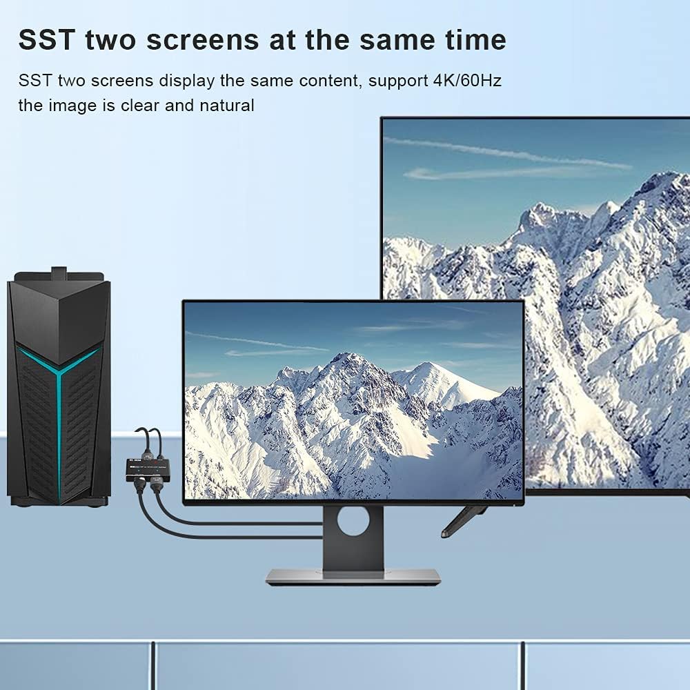 DisplayPort HDMI Splitter 8K MST SST 1In 2Out Directional DP 1.4 Converter Switch Pack of 2 O788917