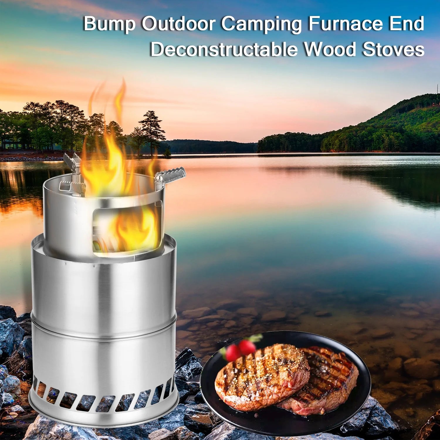 Windproof Stainless Steel Detachable Wood Stove G4484