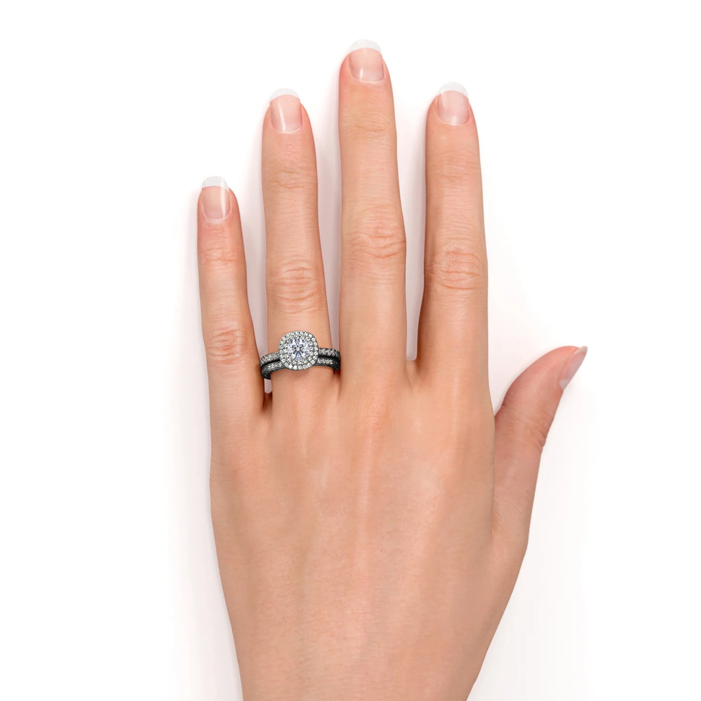 Vintage Gothic Wedding Ring Set R914